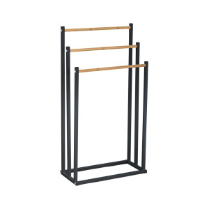 Suport prosoape fier negru bambus maro 44 x 22 x 85 cm