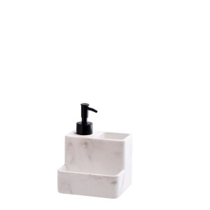 Dispenser sapun cu 2 compartimente, ceramica 7,5 x 7,5 x 18,5 cm
