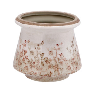 Ghiveci flori ceramica bej maro 18 x 15,5 cm