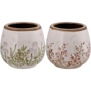 Set 2 ghivece flori ceramica multicolora 19 x 17 cm