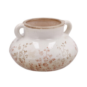 Ghiveci flori ceramica bej maro 20,5 x 13 cm
