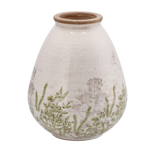 Vaza flori ceramica bej verde 17,5 x 21,5 cm