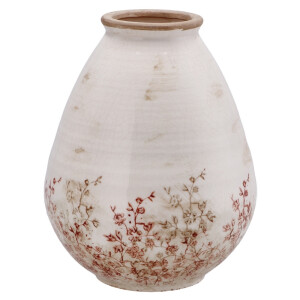 Vaza flori ceramica bej maro 21 x 26 cm