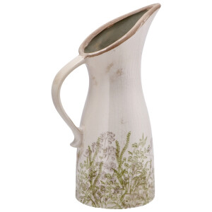 Vaza flori ceramica bej verde 21 x 15 x 36 cm