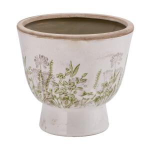 Ghiveci flori ceramica bej verde 17 x 15,5 cm