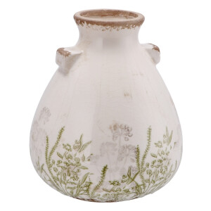 Vaza flori ceramica bej verde 21,5 x 25 cm