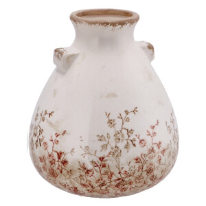 Vaza flori ceramica bej maro 21,5 x 25 cm