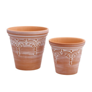 Set 2 ghivece flori teracota maro 14 x 14 cm, 17 x 17 cm