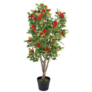 Trandafiri artificiali rosii in ghiveci 16 x 120 cm