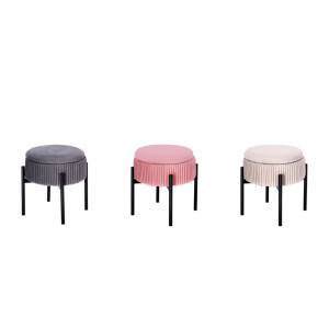 Set 3 tabureti cu spatiu depozitare, catifea multicolora, fier  28 x 31 cm