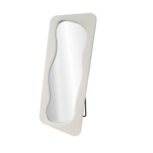 Oglinda pardoseala textil alb buclat 70 x 170 cm