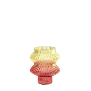 Vaza flori sticla rosie galbena 17,5 x 20 cm