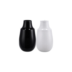 Set 2 vaze flori sticla neagra alba 14,5 x 27 cm