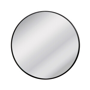 Oglinda rotunda perete rama aluminiu negru 40 cm