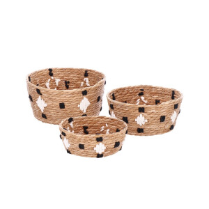 Set 3 cosuri rotunde ratan multicolor 22 x 9 cm, 26 x 13 cm, 30 x 15 cm