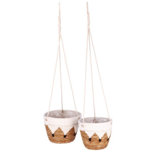 Set 2 ghivece flori, suspendabile ratan  18 x 16, 22 x18 cm