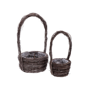 Set 2 ghivece flori lemn salcie maro 19 x  38, 29 x 52 cm