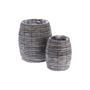 Set 2 ghivece flori lemn gri 22 x 32,5, 35 x 44 cm