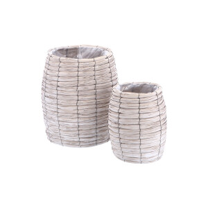 Set 2 ghivece flori lemn alb 22 x 32,5, 35 x 44 cm