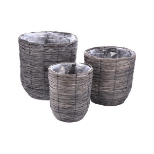 Set 3 ghivece flori lemn gri 27 x 34, 34 x 35, 40 x 41 cm