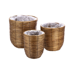 Set 3 ghivece flori lemn maro 27 x 34, 34 x 35, 40 x 41 cm