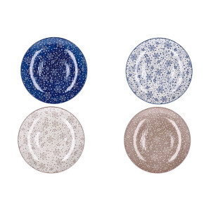 Set 4 farfurii portelan multicolor 26.5 cm