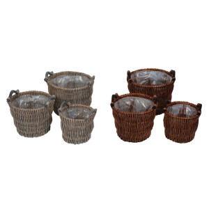 Set 6 ghivece flori lemn salcie 23,5 x 19,5, 29,5 x 22,5, 35,5 x 25,5 cm