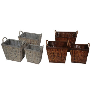 Set 6 ghivece flori lemn salcie 29 x 20 x 29, 35 x 26 x 32, 41 x 32 x 35 cm