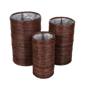 Set 3 ghivece flori fibre naturale maro 20 x 40 cm, 25 x 45 cm, 30 x 50 cm