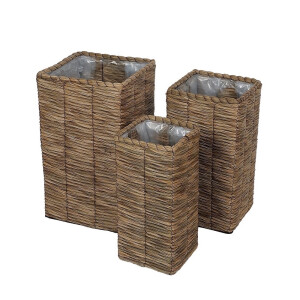 Set 3 ghivece flori fibre naturale maro II 18 x 18 x 40 cm, 23 x 23 x 45 cm, 28 x 28 x 50 cm