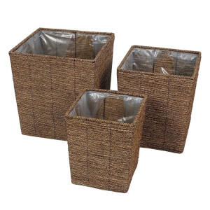 Set 3 ghivece flori fibre naturale 25 x 25 x 30, 31 x 31 x 37, 37 x 37 x 42 cm