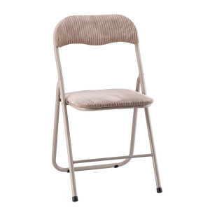 Set 2 scaune pliabile fier textil bej 44 x 47 x 80 cm