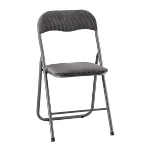 Set 2 scaune pliabile fier textil gri 44 x 47 x 80 cm
