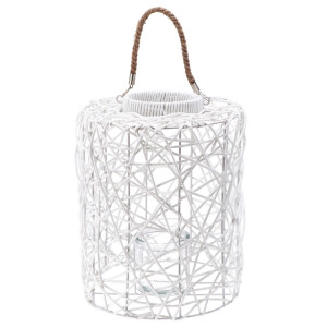 Felinar plastic alb cu pahar sticla 28 x 35 cm