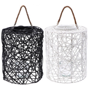 Set 2 felinare plastic cu pahar sticla  31 x 39 cm