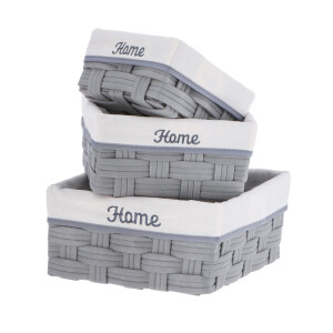 Set 3 cosuri depozitare gri 20 x 20 x 10,5, 25 x 25 x 12, 30 x 30 x 14 cm