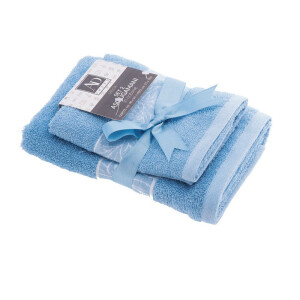 Set 2 prosoape baie bumbac albastru 40 x 55 cm, 55 x 100 cm