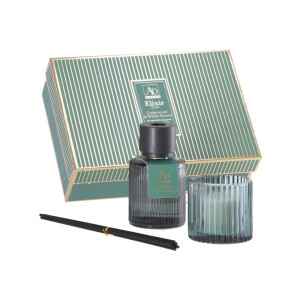Set parfum camera, lumanare parfumata Lemn Cedru si Flori albe 150 ml, 100 gr