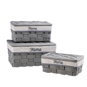 Set 3 cosuri depozitare gri 26 x 16 x 11, 30 x 20 x 12,5, 34 x 25 x 16,5 cm