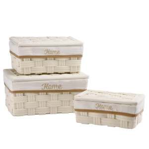 Set 3 cosuri depozitare bej 26 x 16 x 11, 30 x 20 x 12,5, 34 x 25 x 16,5 cm