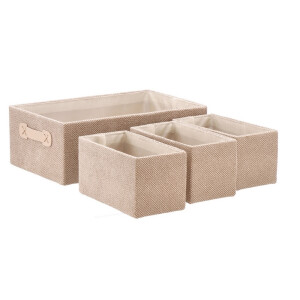 Set 4 cutii depozitare textil maro 23 x 12 x 12 cm, 40 x 25 x 14 cm