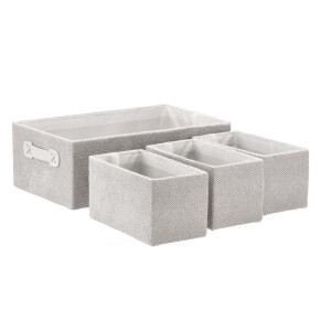 Set 4 cutii depozitare textil gri 23 x 12 x 12 cm, 40 x 25 x 14 cm
