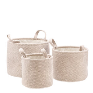 Set 3 cosuri depozitare textil crem 20 x 18 cm, 25 x 20 cm, 30 x 24 cm