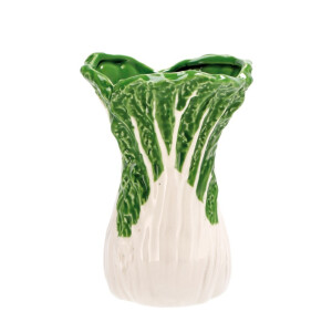 Suport ustensile bucatarie ceramica verde alba 13,5 x 20 cm