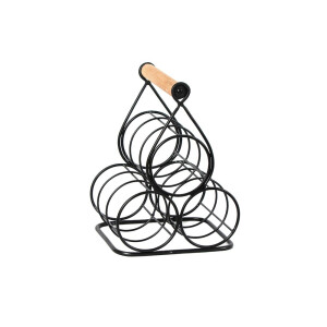 Suport 3 sticle vin fier negru 21 x 18 x 28,5 cm