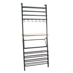 Suport perete sticle vin fier negru lemn 75,5 x 32 x 184 cm