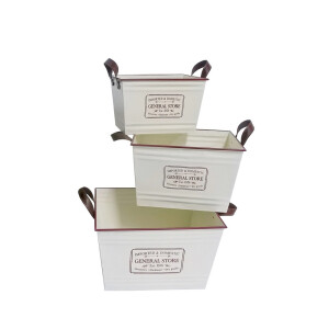 Set 3 ghivece flori metal 30 x 22 x 19,5 cm, 35 x 27 x  22,5 cm,  40 x 32 x 25 cm