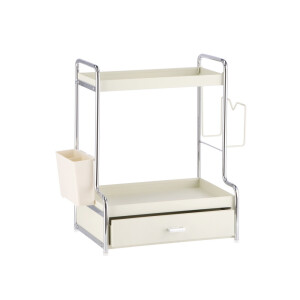 Raft organizator fier alb argintiu 32,5 x 23,5 x 42 cm