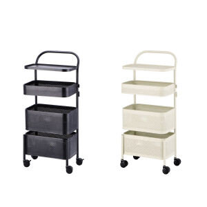 Set 2 carucioare servire fier alb negru 30 x 22,5 x 71 cm