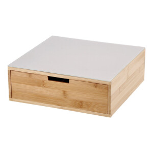 Cutie depozitare capsule cafea 4 compartimente, bambus maro sticla 31,5 x 30 x 11 cm